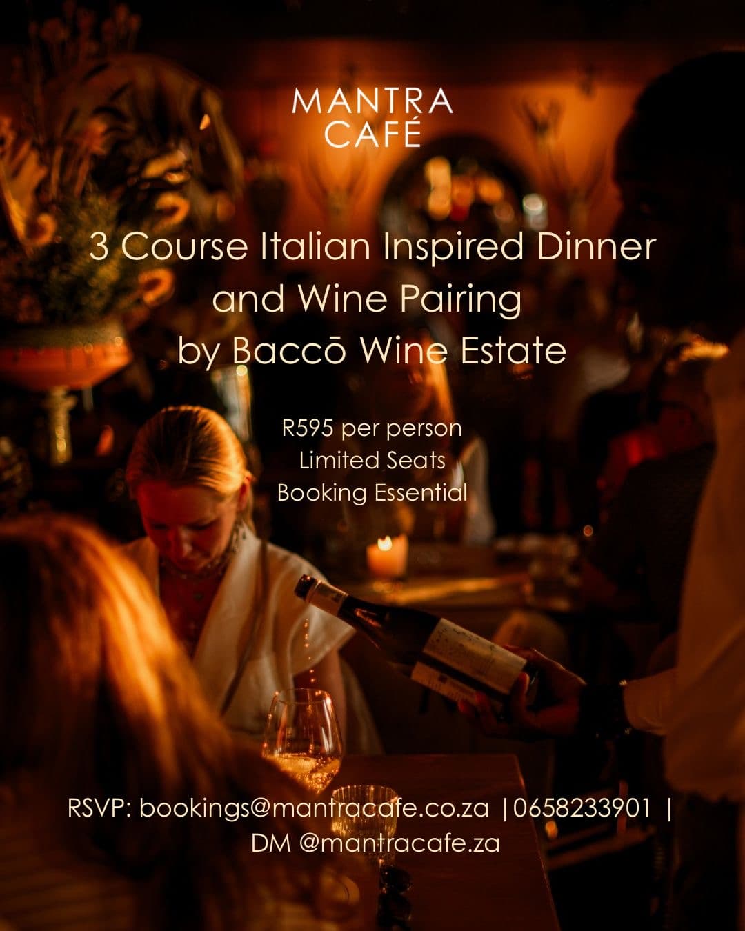 A 3-course Italian-inspired dinner with wine pairing by Baccō Wine Estate